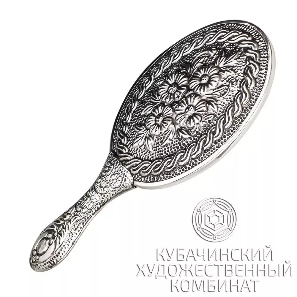 Зеркало "Цветы" из серебра 925 пробы