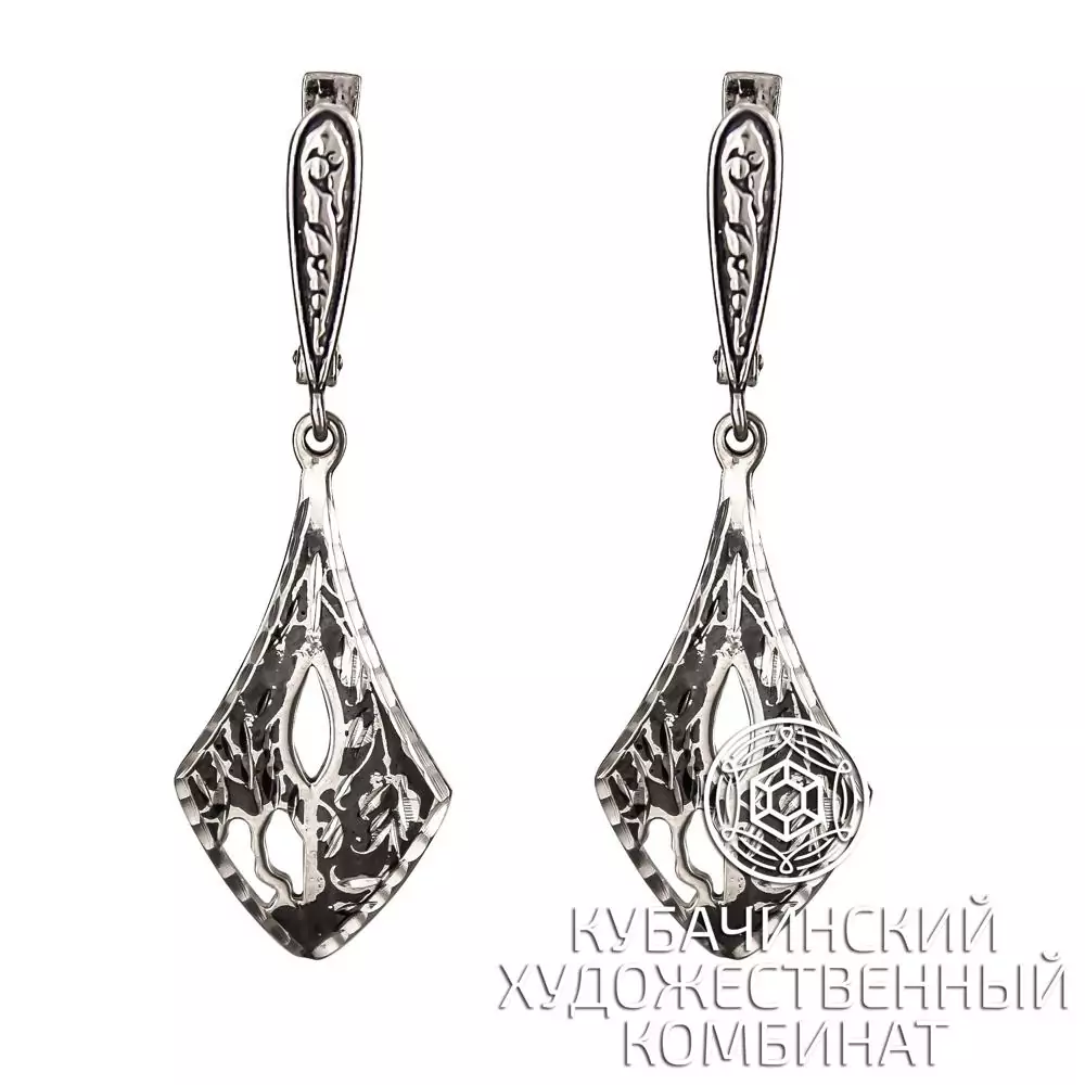 Серьги "Лист" из серебра
