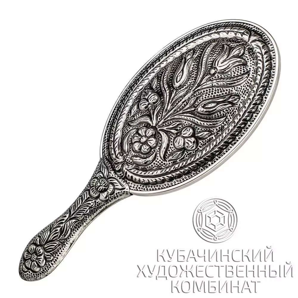 Зеркало "Цветок" из серебра 