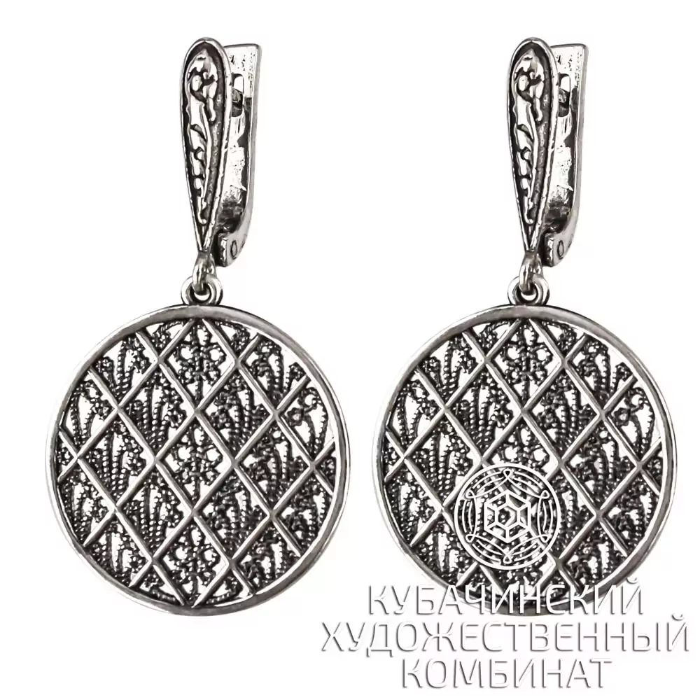 Серьги "Решётка" из серебра 