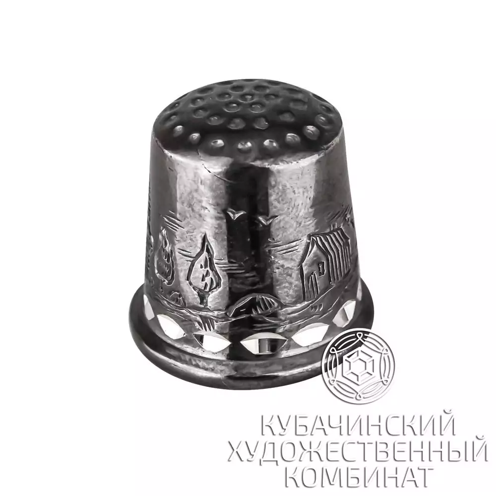 Наперсток "Деревня" из серебра