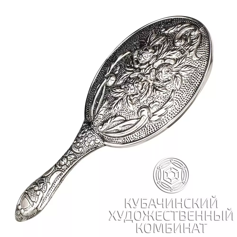 Зеркало "Цветы" из серебра 925 пробы