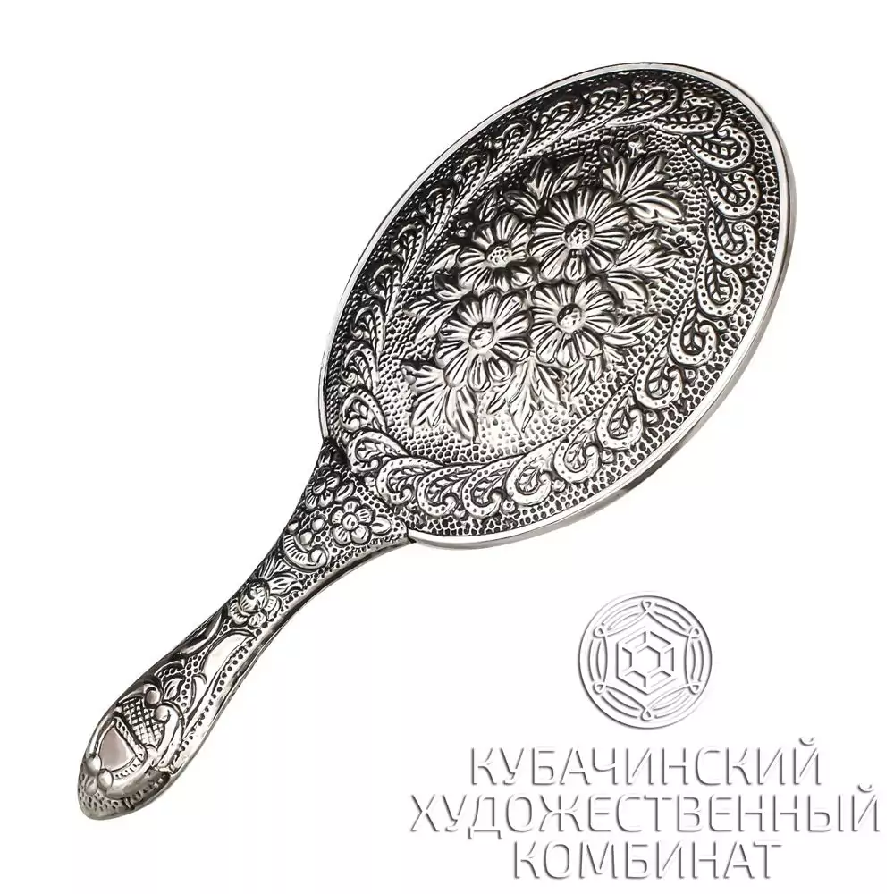 Зеркало "Цветы" из серебра 925 пробы