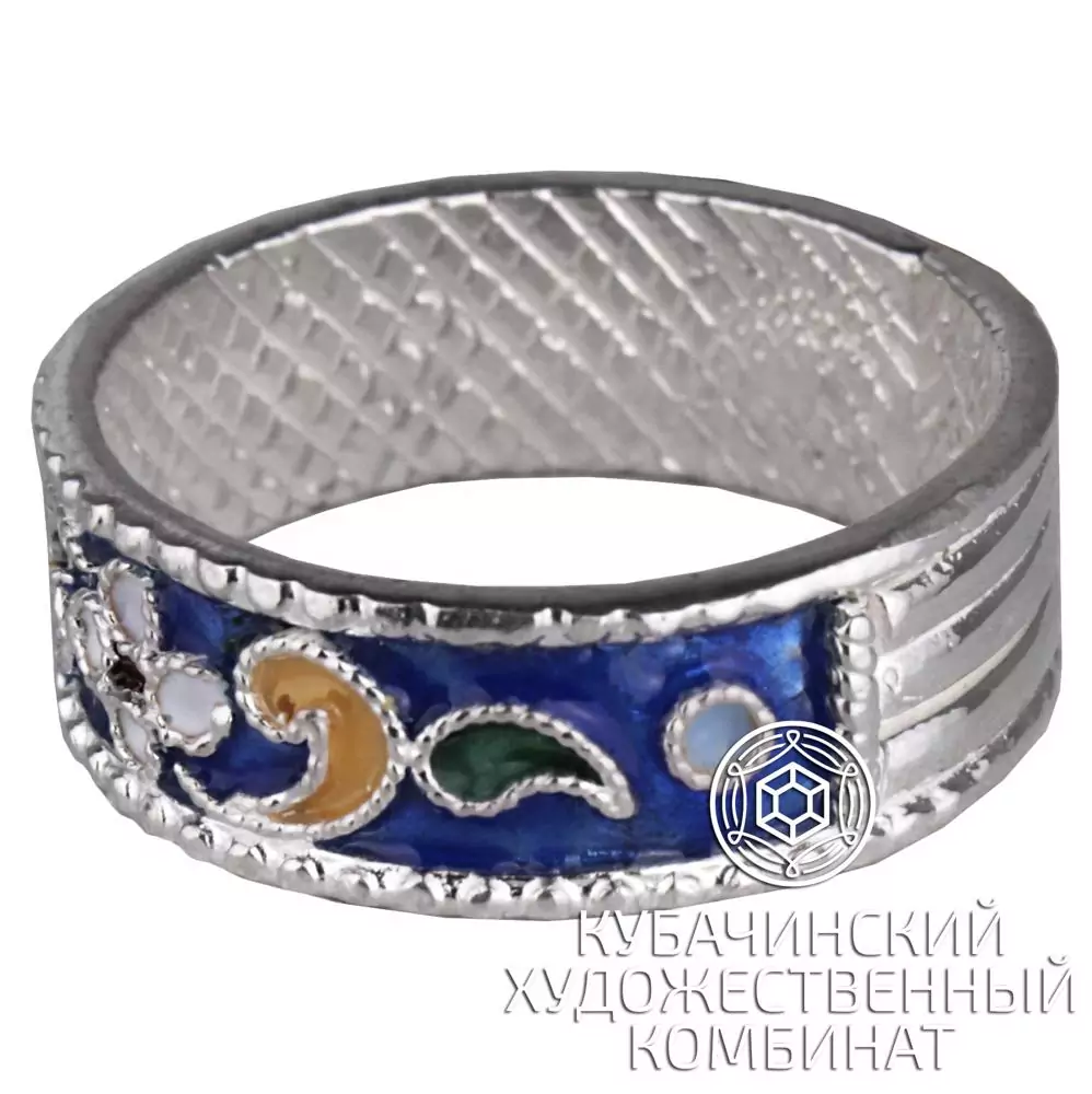 Кольцо "Цветок" с эмалью
