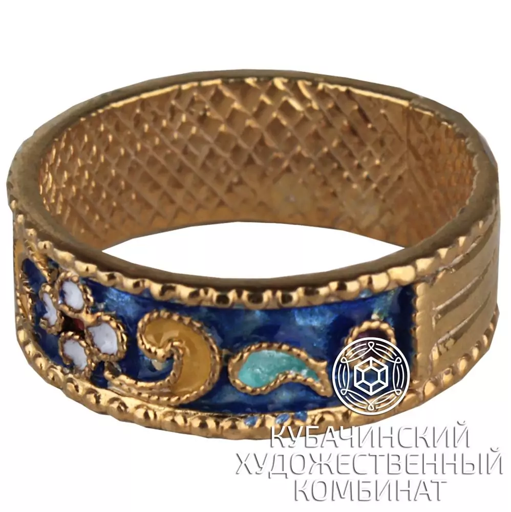 Кольцо с синей эмалью
