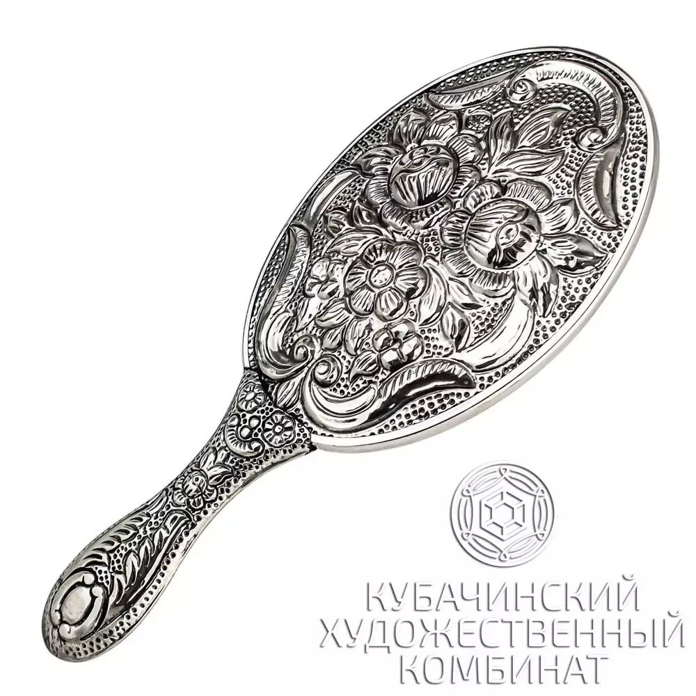Зеркало "Цветы" из серебра 