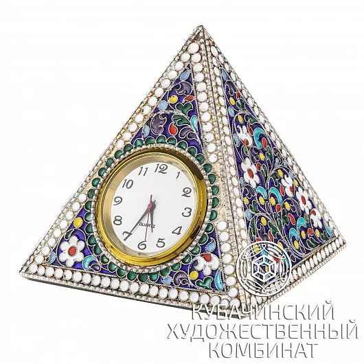 Настольные часы из серебра 999 пробы