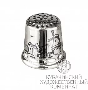 Наперсток "Деревня" из серебра