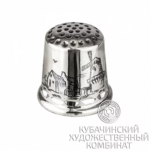 Наперсток "Деревня" из серебра