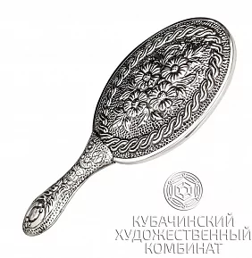 Зеркало "Цветы" из серебра 925 пробы