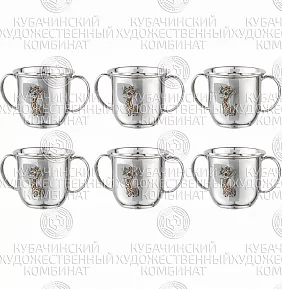 Набор из 6 кружек из серебра 925 пробы на 140 мл