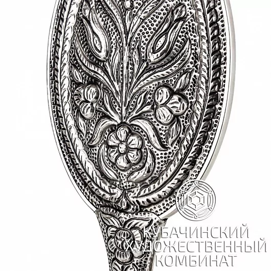 Зеркало "Цветок" из серебра 