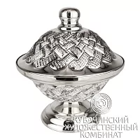 Икорница "Плетёнка" из серебра 925 пробы на 155 мл