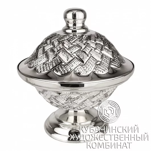 Икорница "Плетёнка" из серебра 925 пробы на 155 мл