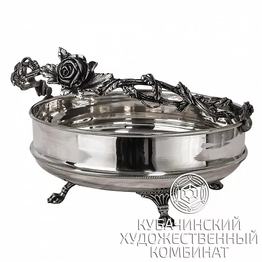 Конфетница ручной работы из серебра 925 пробы