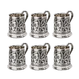 Наборы из 6 пивных кружек из серебра