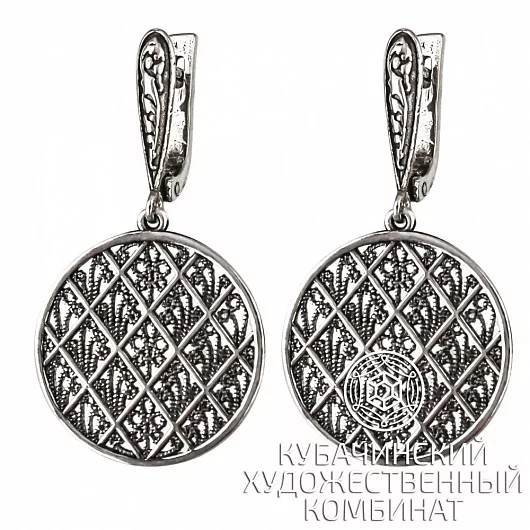 Серьги "Решётка" из серебра 