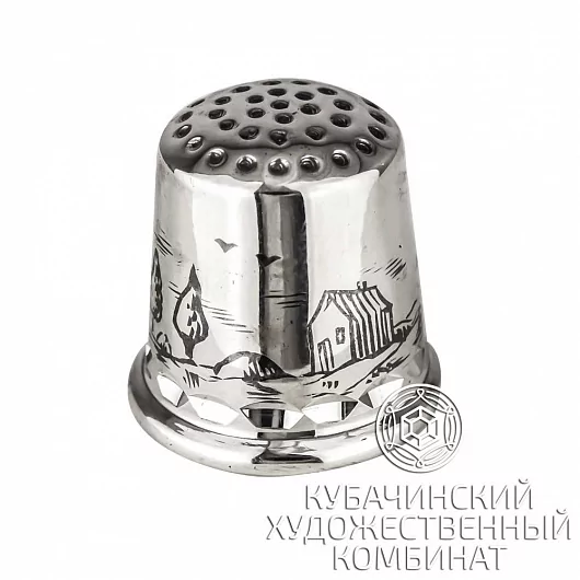 Наперсток "Деревня" из серебра