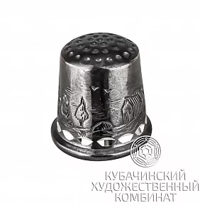 Наперсток "Деревня" из серебра