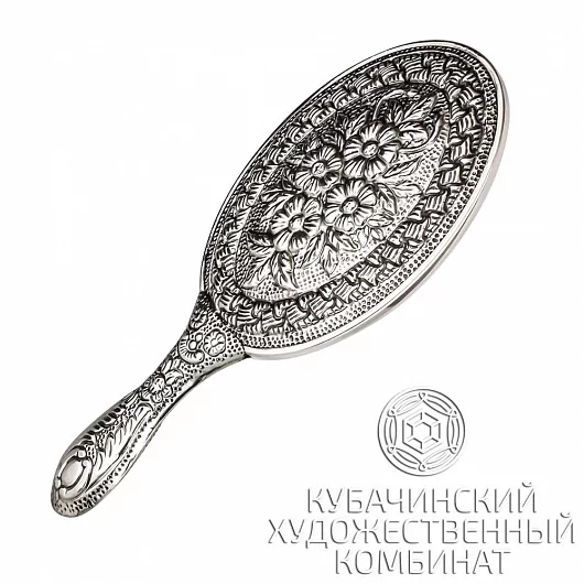 Зеркало "Цветы" из серебра 925 пробы