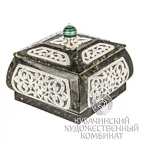 Шкатулка из оникса с инкрустацией серебра