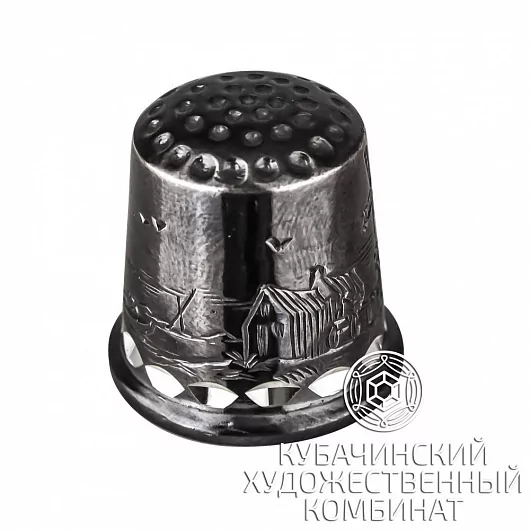 Наперсток "Деревня" из серебра