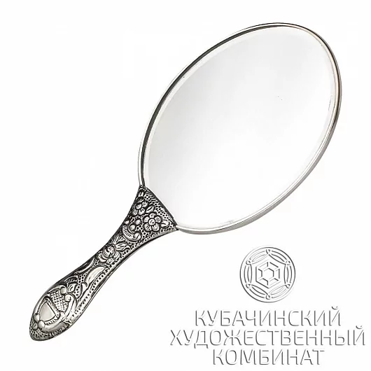 Зеркало "Цветы" из серебра 925 пробы