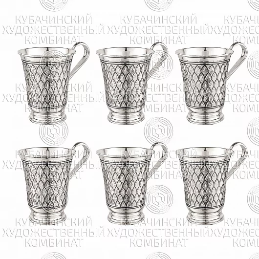 Набор из 6 кружек из серебра на 190 мл