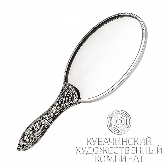 Зеркало "Цветы" из серебра 