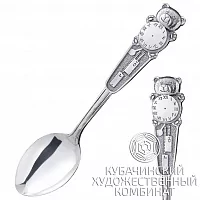 Ложка из серебра "Мишка с часами"