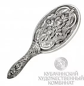Зеркало "Цветы" из серебра 