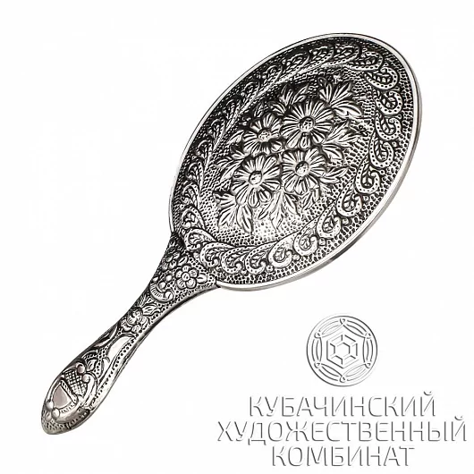 Зеркало "Цветы" из серебра 925 пробы