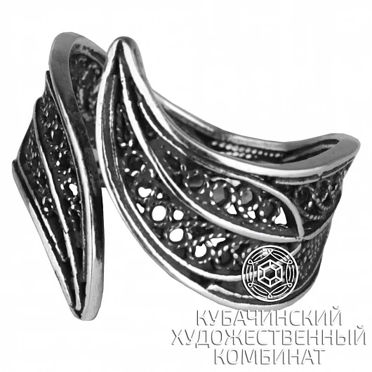 Кольцо "Лепесток" с оксидировкой 