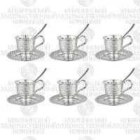 Набор из 6 кофейных пар из посеребренной латуни