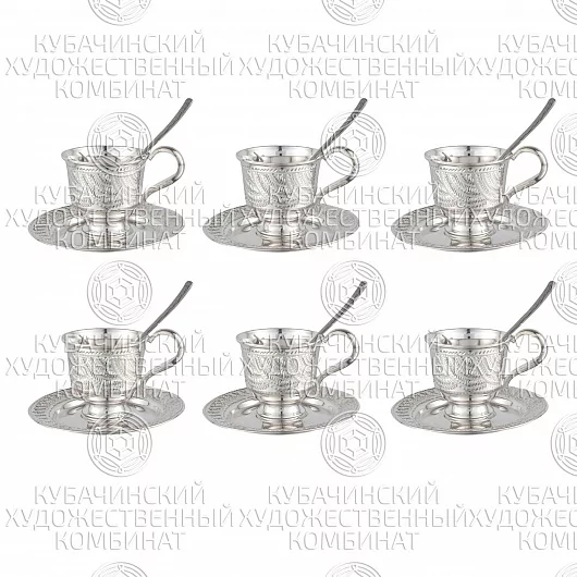 Набор из 6 кофейных пар из посеребренной латуни