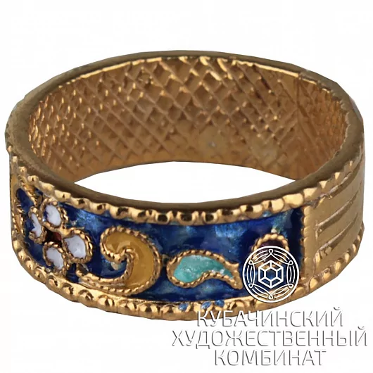 Кольцо с синей эмалью