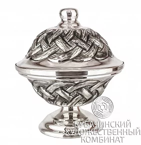 Икорница "Узел" из серебра на 110 мл