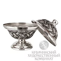 Икорница "Узел" из серебра на 110 мл